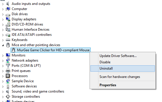 Procedure to Uninstall Device Driver of Gaming Mouse Software with Windows Control Panel